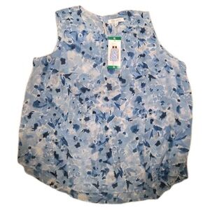 Cristina B Women's Crew Neck Sleeveless Top, Chambray/Blue, Size XL “””